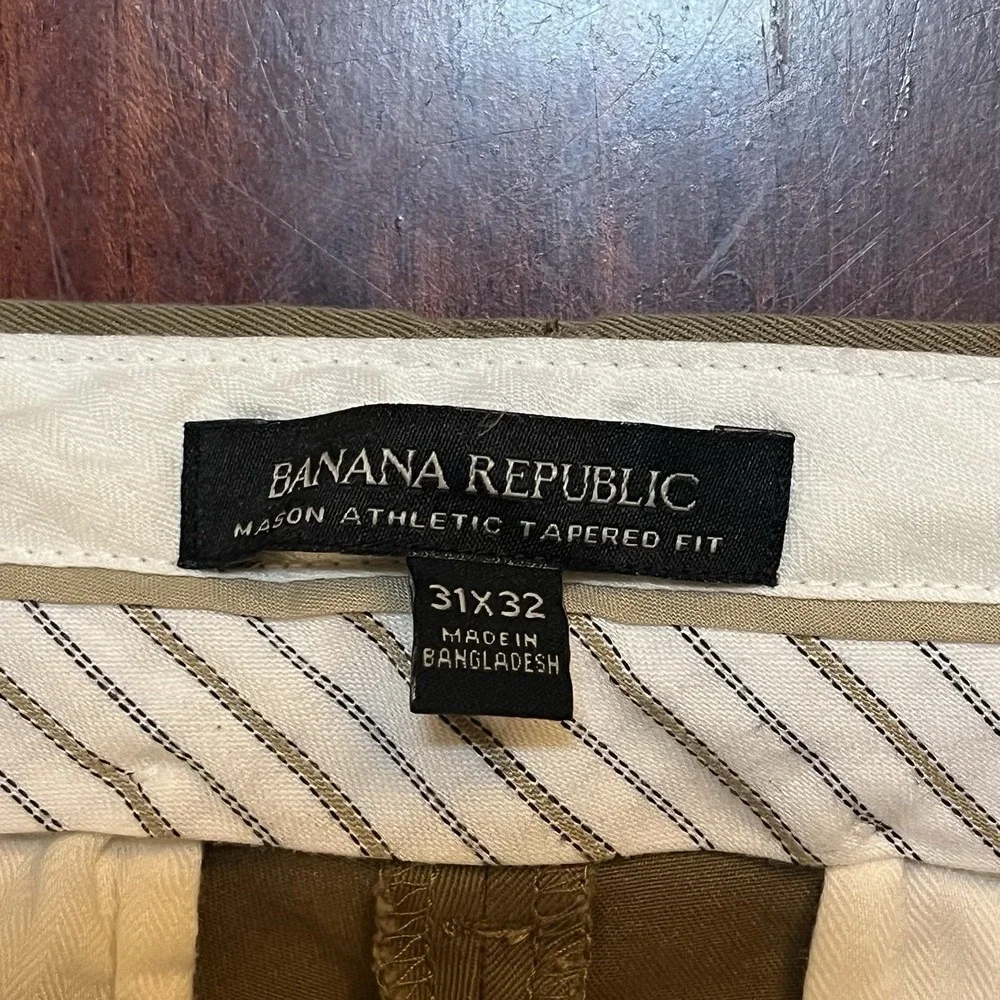 Banana Republic Pants Men 31x32 Tan Chino Mason Athletic Tapered Fit Stretch